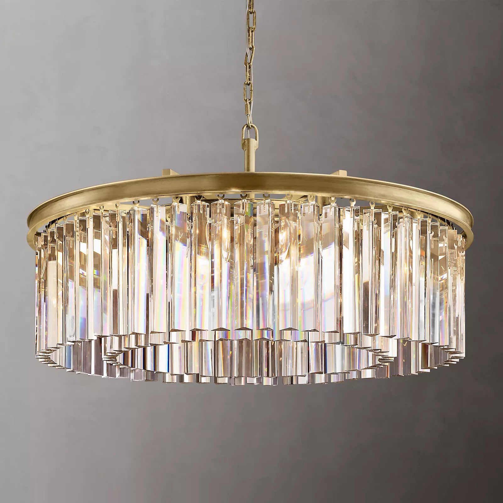 Royal Crystal Round Chandelier Finish Lacquered Burnished Brass-Cure Lighting
