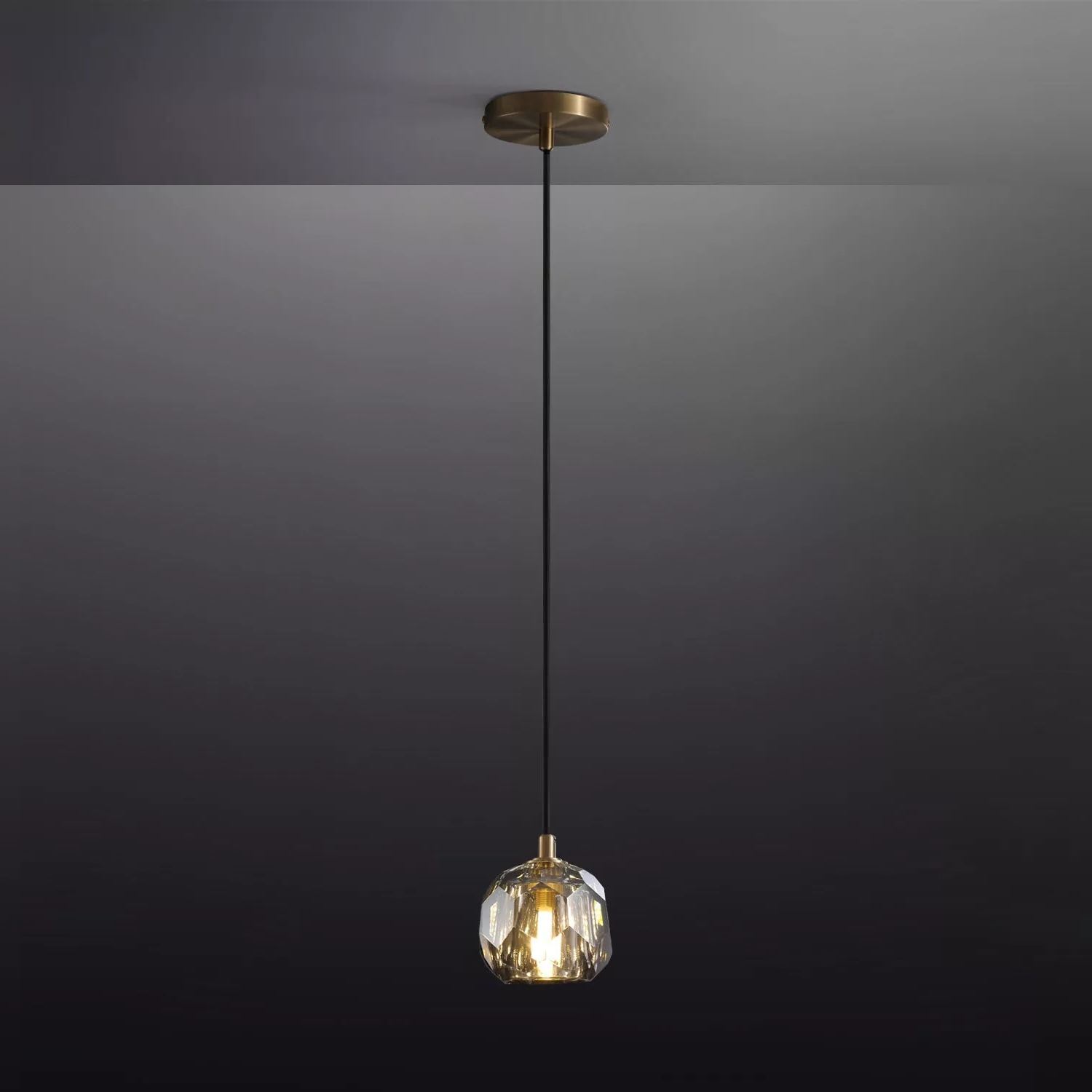 Boule De Smoky Crystal Pendant Light-konalight