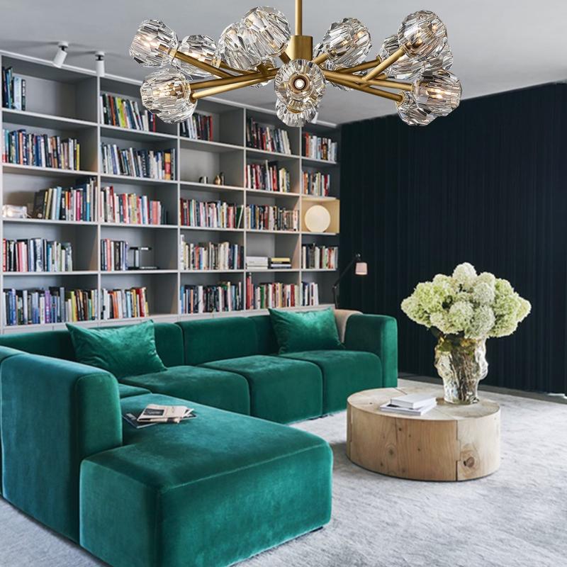 Boule De Multi-faceted Cut Clear Crystal Ball Chandelier 18-Light 36"-konalight