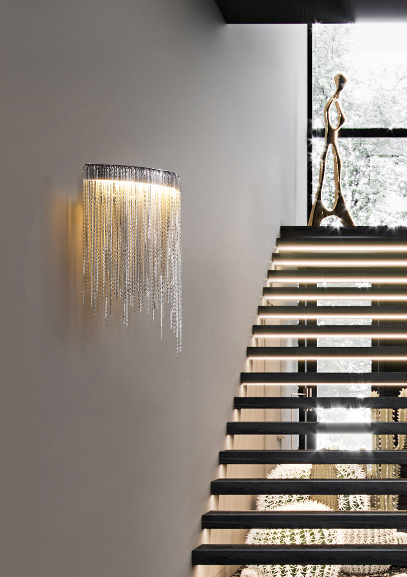 Modern ARC Aluminum Chain Wall Sconce-konalight
