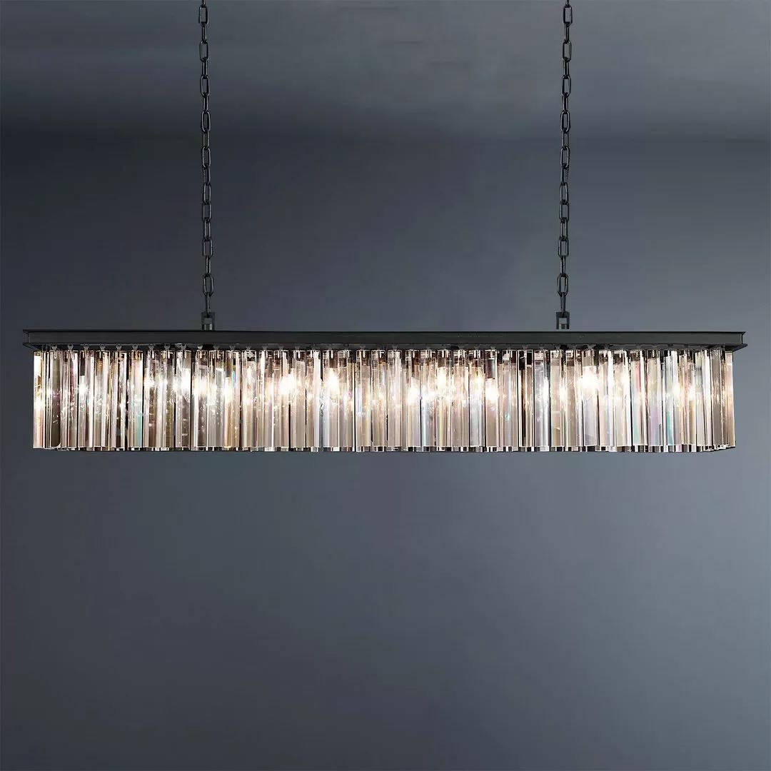 Crystal 1920s Rhys Rectangular Chandelier L49"-konalight