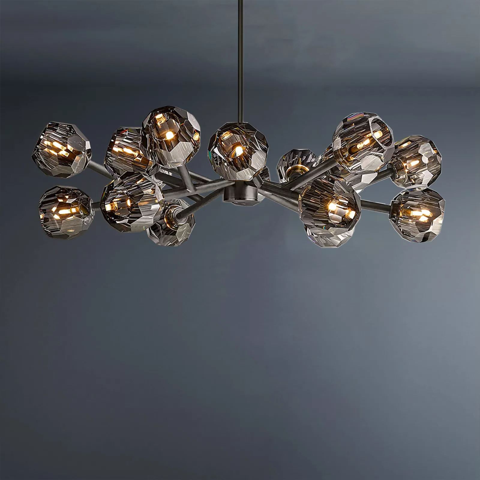 Boule De Crystal Ball Smoke Glass Round Chandelier 36"-konalight