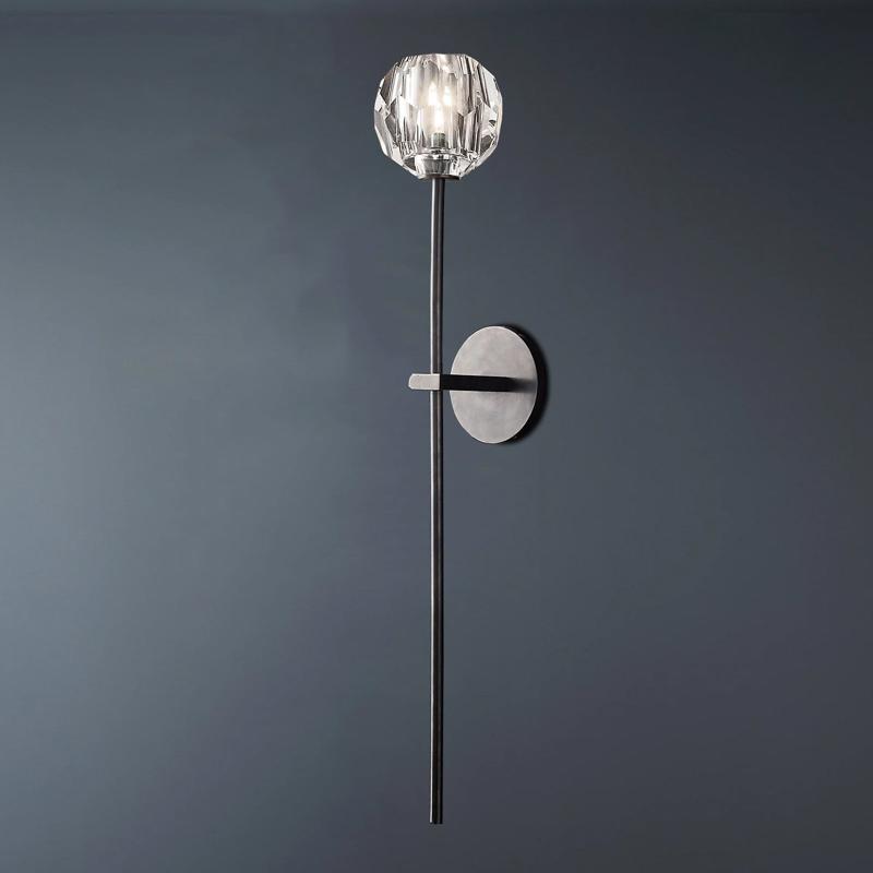 Boule De  Long Rod Crystal Wall Sconce-konalight