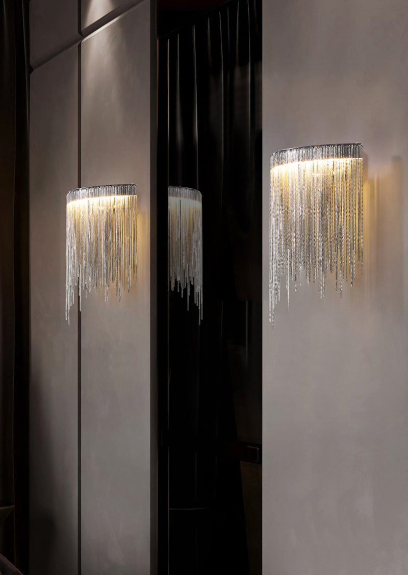 Modern ARC Aluminum Chain Wall Sconce-konalight