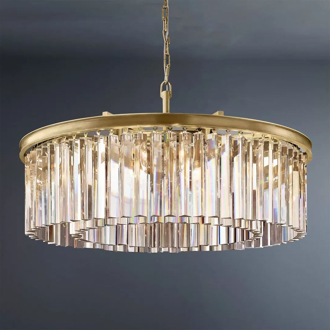 Round Crystal 1920s Odeon Chandelier L32"/L43"-Cure Lighting