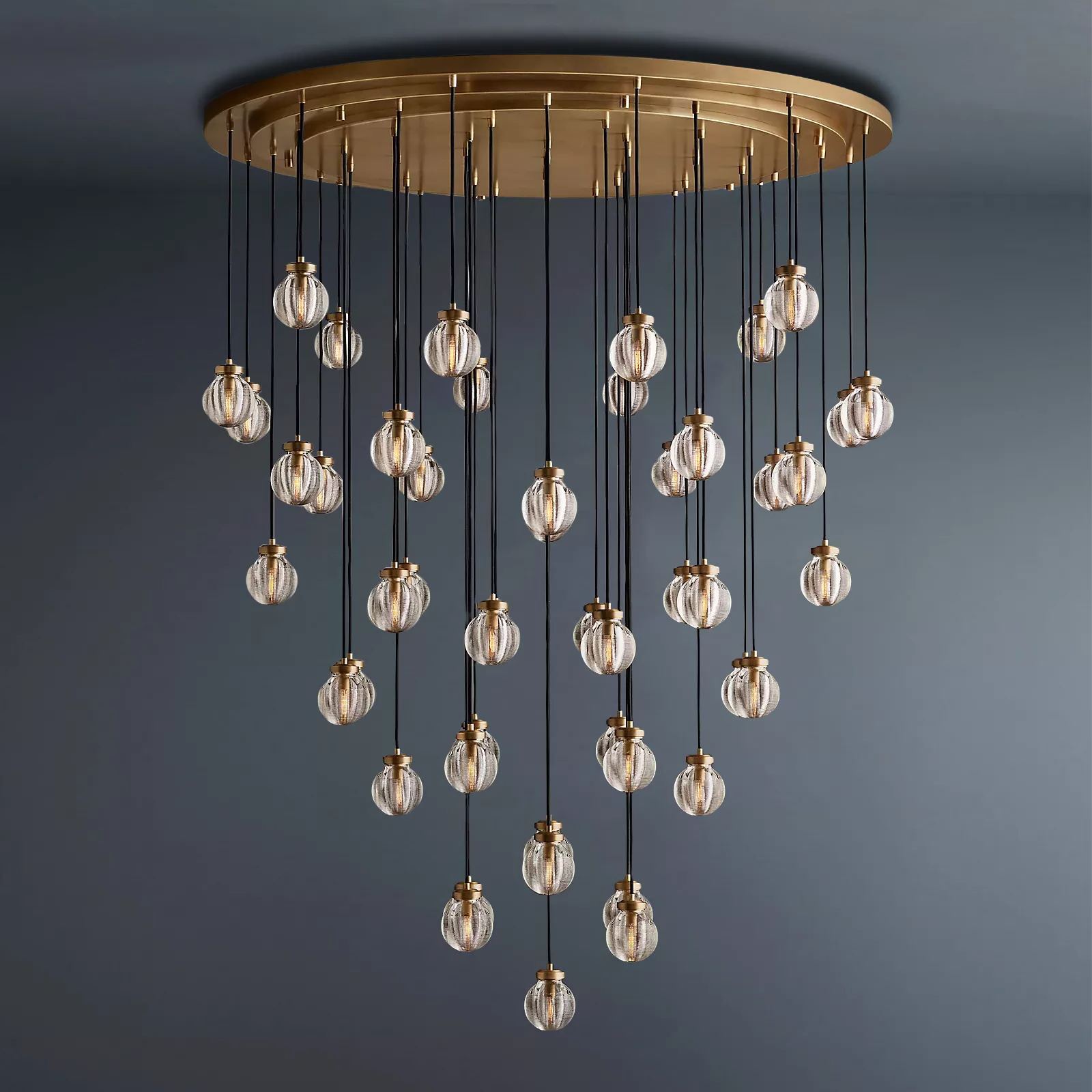 Pearl Round Chandelier Vintage Light Fixture 60"-konalight