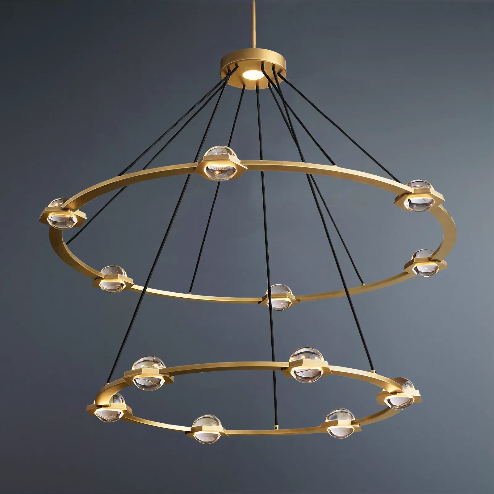 Éclatant Vintage Two-tier Round Chandelier 48"-Cure Lighting