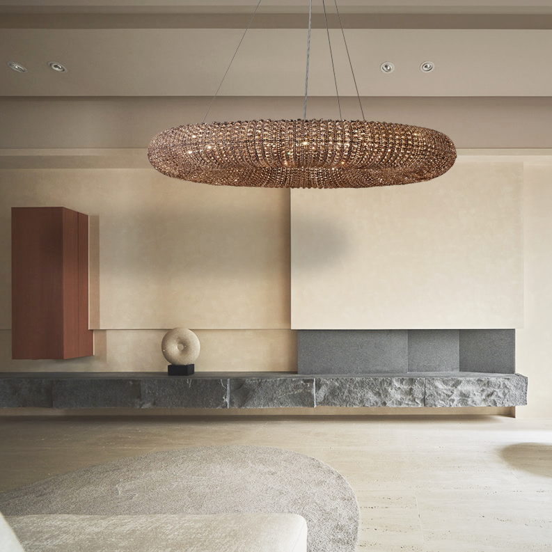 Round Halo Chandelier With Smoke Crystal 32"/41"/59"-konalight