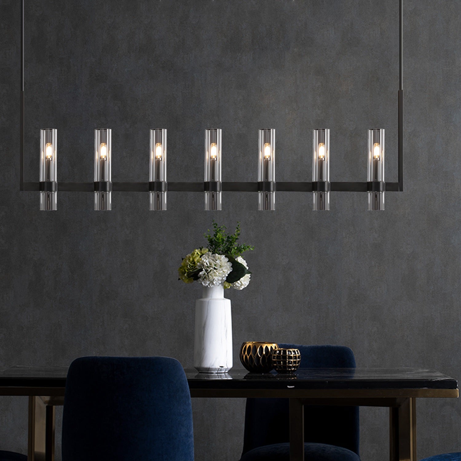 Ravelle Linear Glass Chandelier 59"-konalight