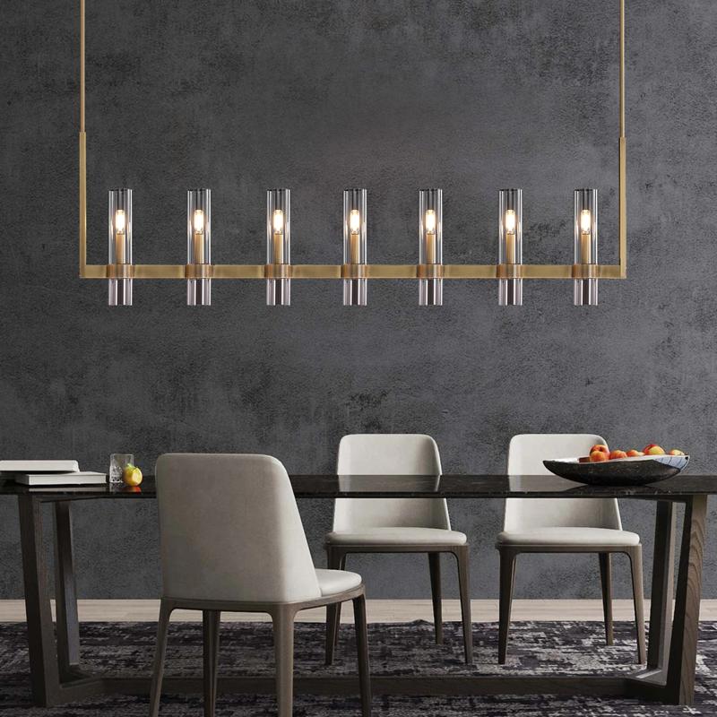 Glass Tube Linear Chandelier 7-Light 59"-konalight