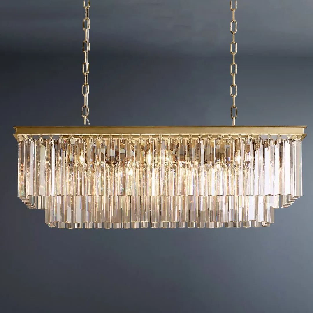 2-Tier Crystal 1920s Odeon Rectangular Chandelier L40"-konalight