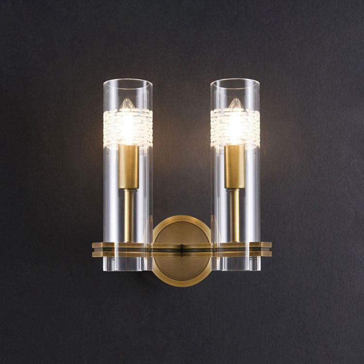 Modern Glass Tube Double Head Wall Sconce-konalight