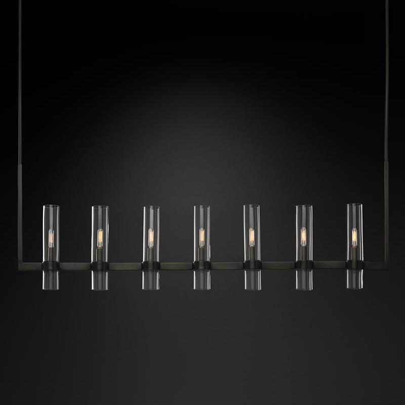 Glass Tube Linear Chandelier 7-Light 59"-konalight