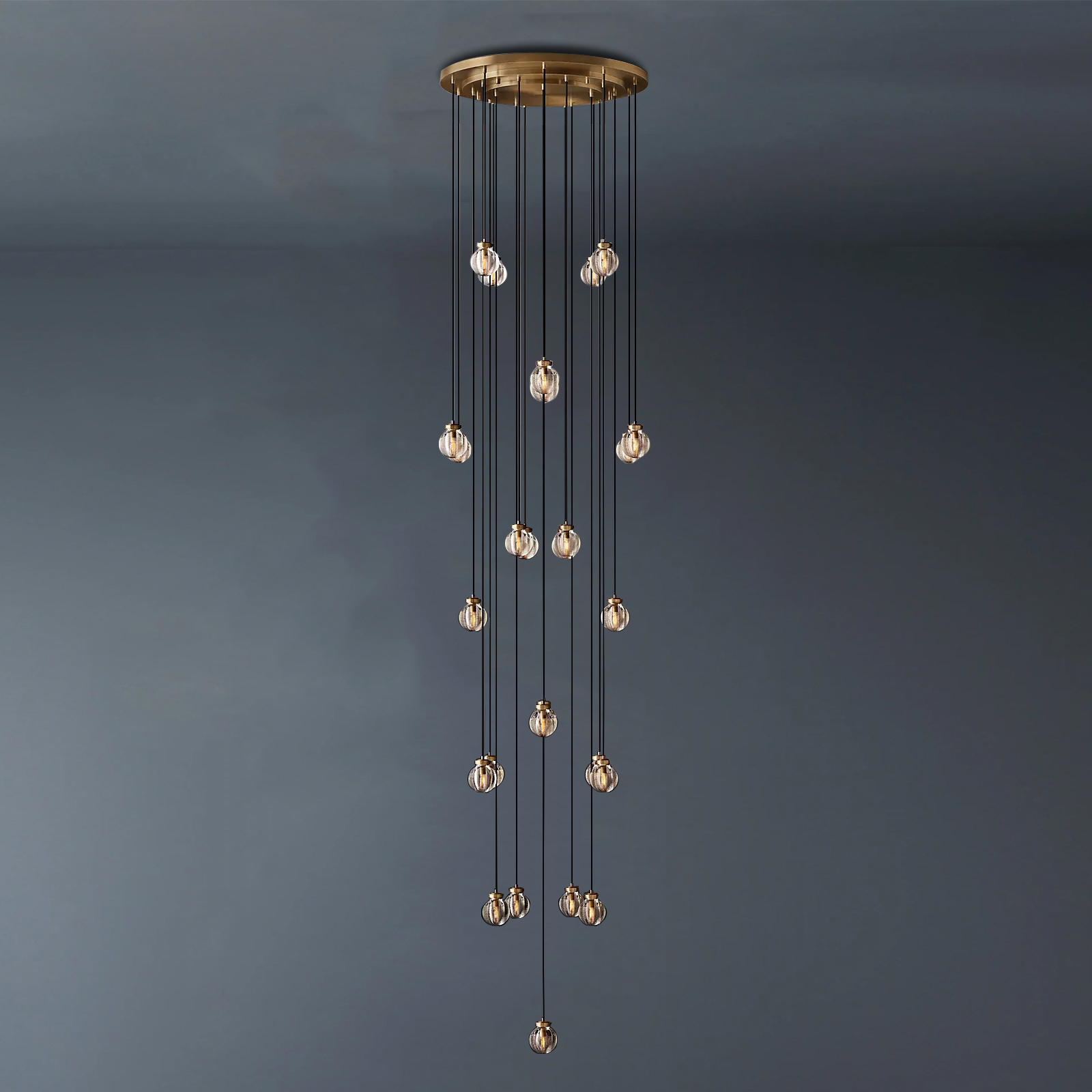 Pearl Round Chandelier Vintage Light Fixture 38"-konalight