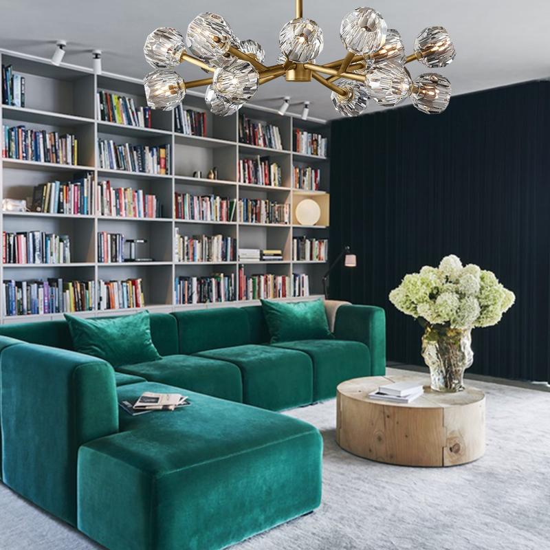 Boule De Multi-faceted Cut Clear Crystal Ball Chandelier 18-Light 36"-konalight