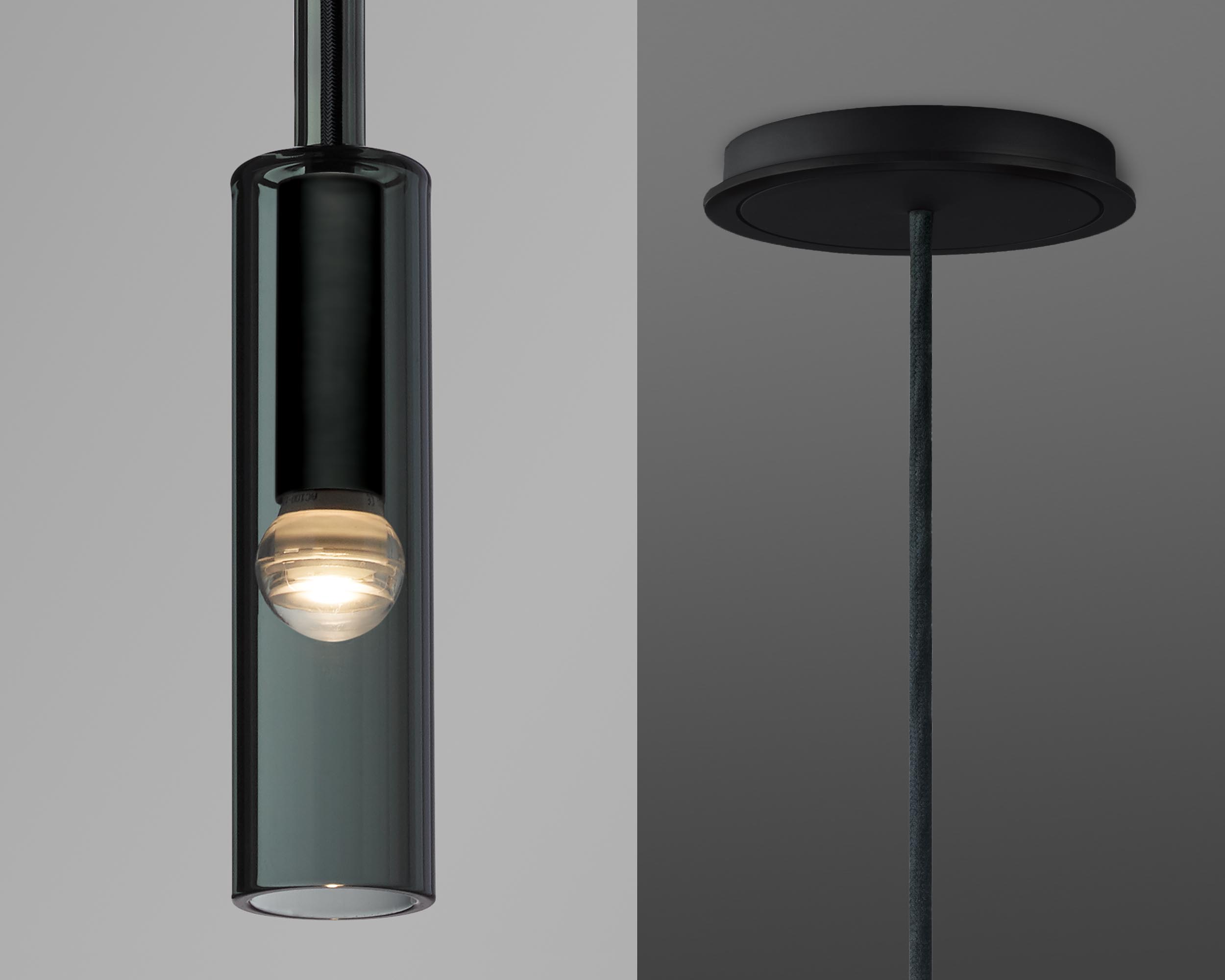 Modern Smoke Gray Cylinder Pendant Lights-konalight