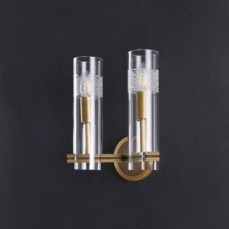 Modern Glass Tube Double Head Wall Sconce-konalight