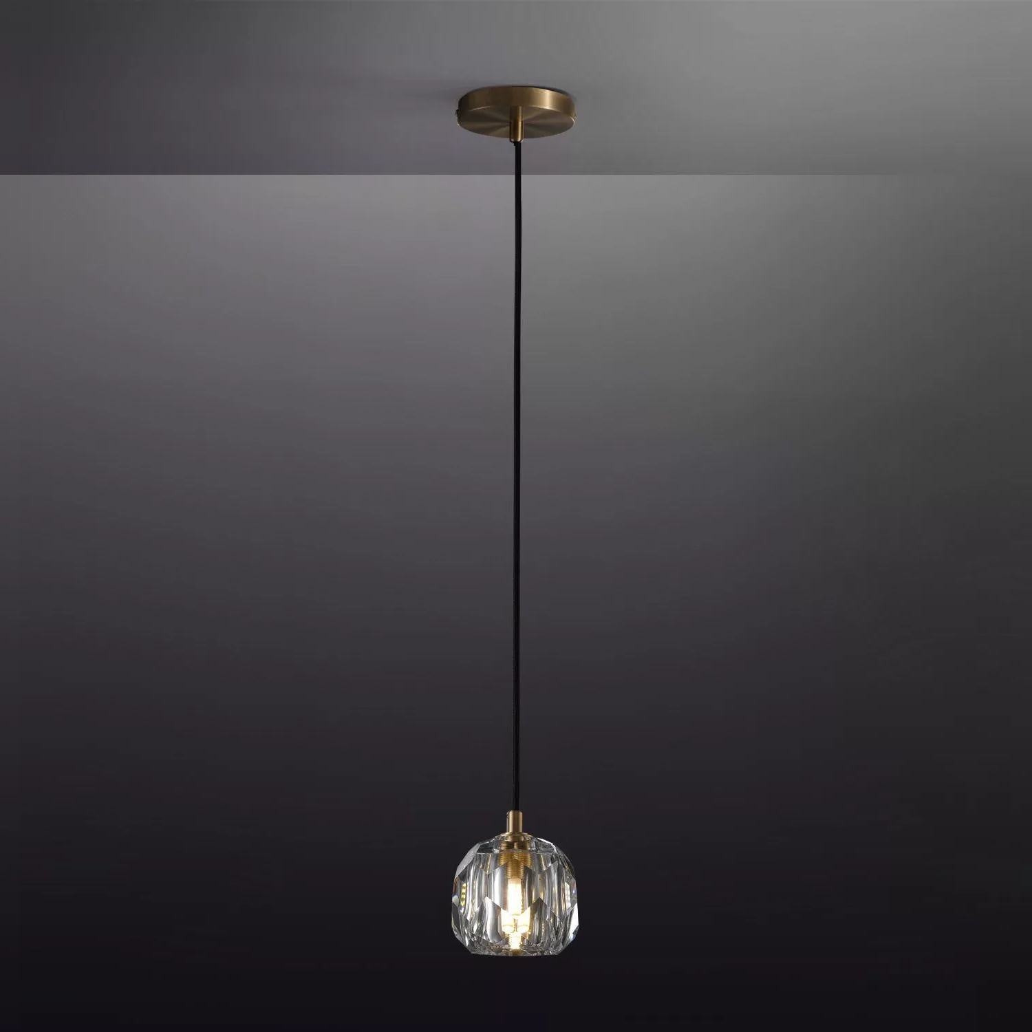 Boule De Clear/Smoke Glass Cord Pendant Light-konalight