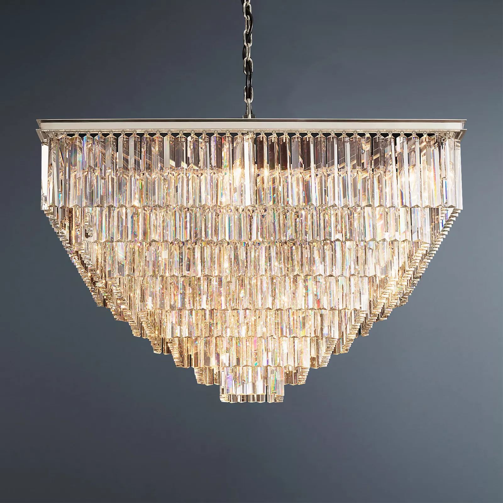 Multi-tier 1920s Odeon Crystal Rectangular Chandelier Modern Lighting 47"-konalight