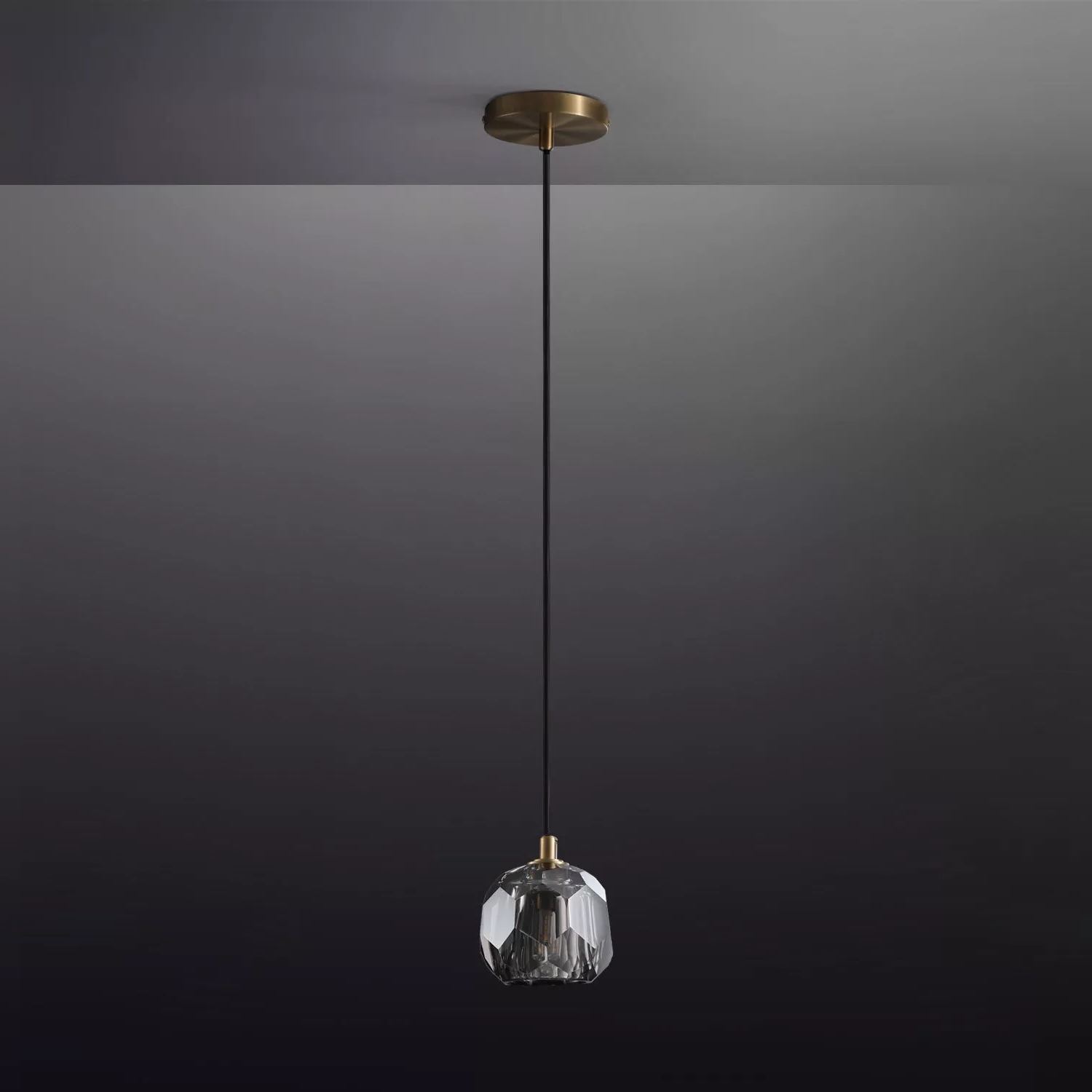 Boule De Clear/Smoke Glass Cord Pendant Light-konalight