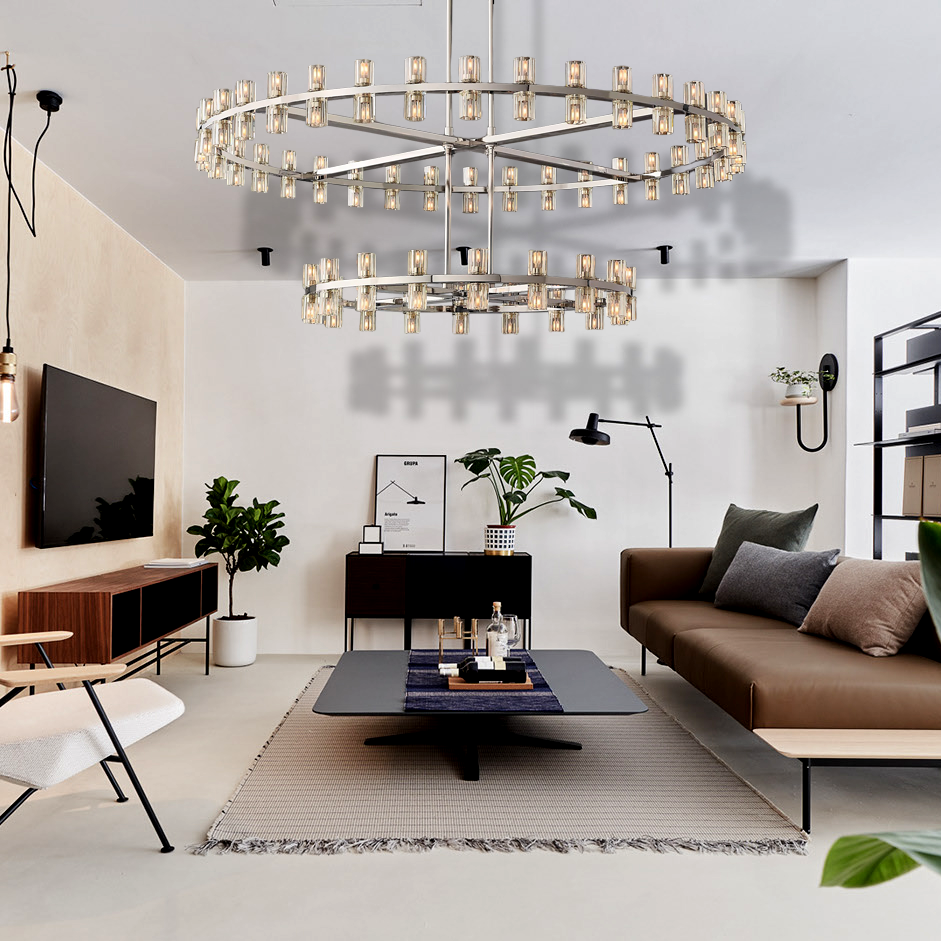 Arcachon Led Round Two-tier Chandelier 60"-konalight