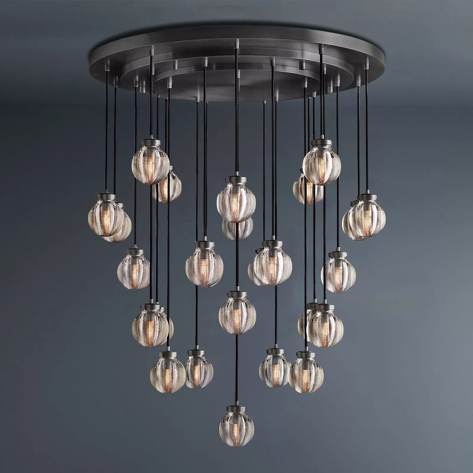Pearl Round Chandelier Vintage Light Fixture 38"-konalight