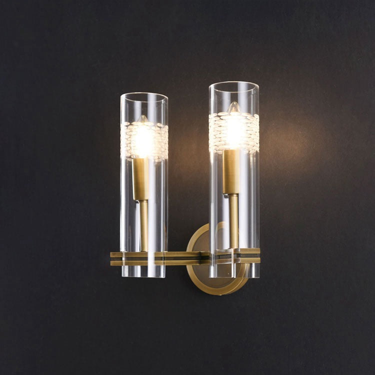 Modern Glass Tube Double Head Wall Sconce-konalight