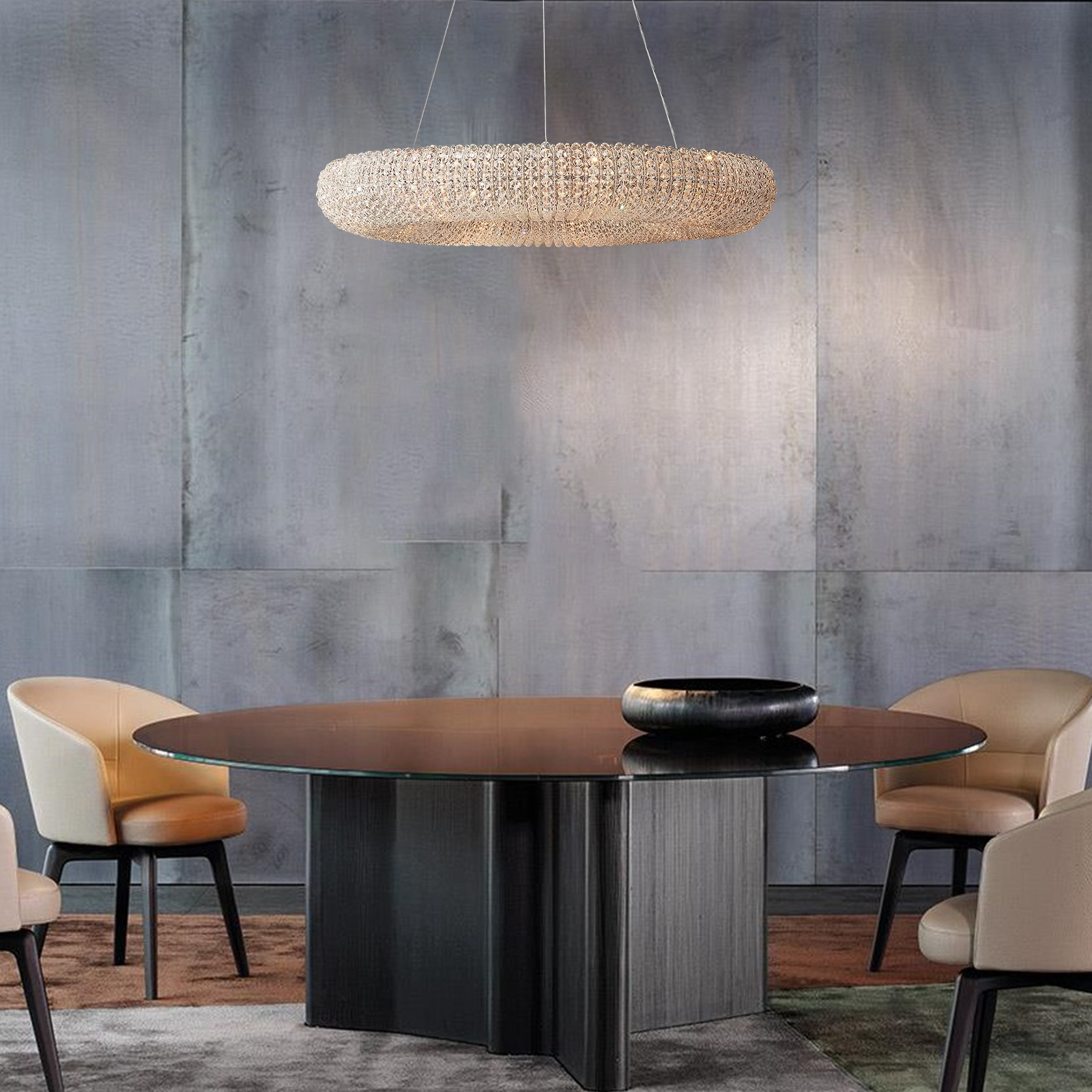 Round Halo Chandelier With Clear Crystal 32"/41"/59"-konalight