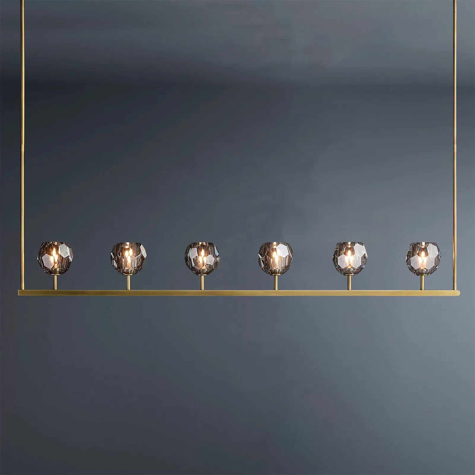 Boule De Crystal Ball Clear/Smoke Glass Linear Chandelier 60"-konalight