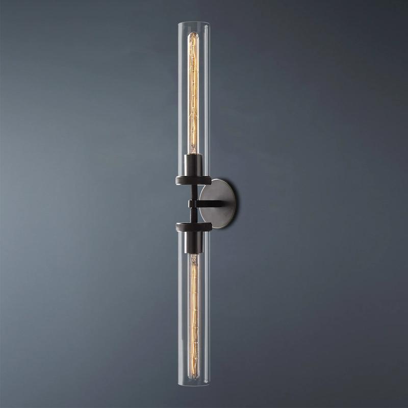 Embossed Tube Double Head Long Tube Wall Sconce-konalight