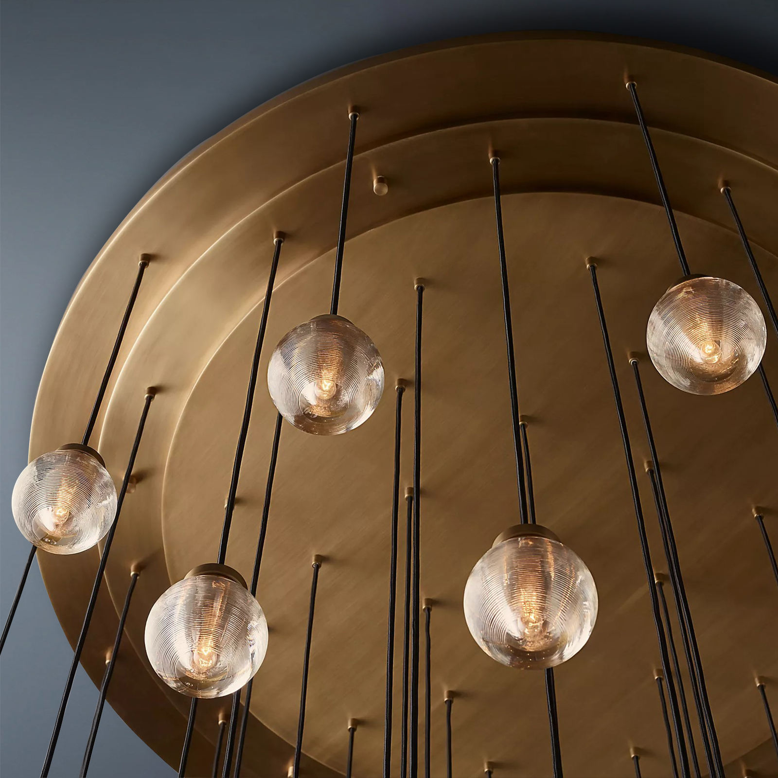 Pearl Round Chandelier Vintage Light Fixture 60"-konalight