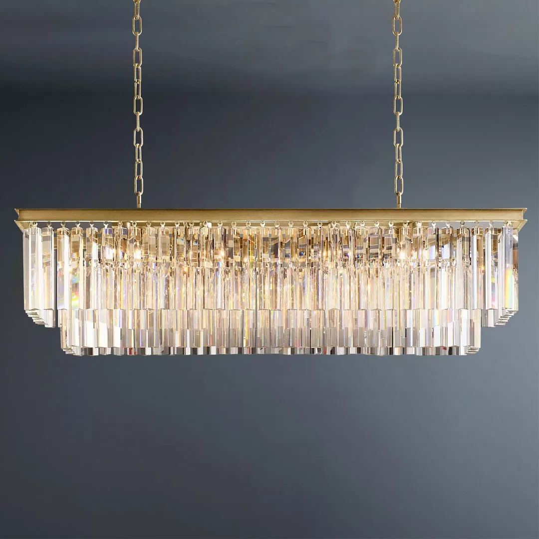 2-Tier Crystal 1920s Odeon Rectangular Chandelier L49"-konalight
