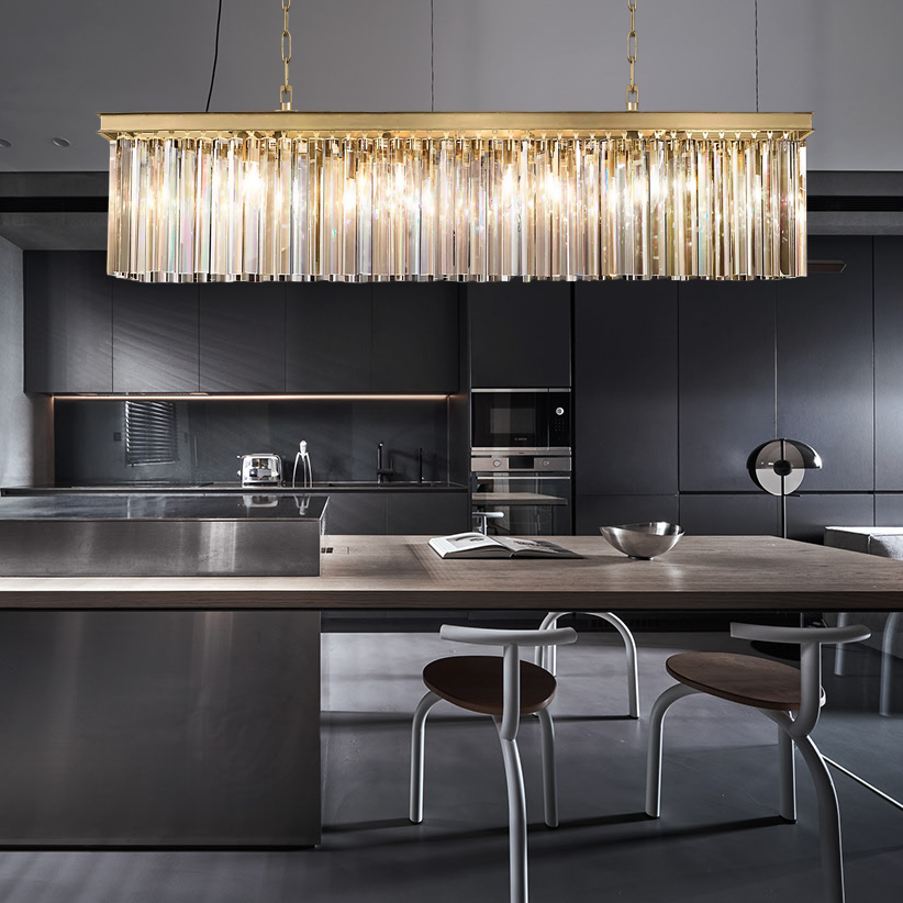 2-Tier Crystal 1920s Odeon Rectangular Chandelier L49"-konalight