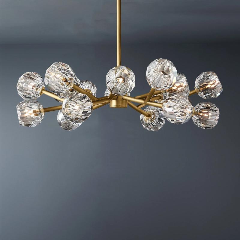 Boule De Multi-faceted Cut Clear Crystal Ball Chandelier 18-Light 36"-konalight