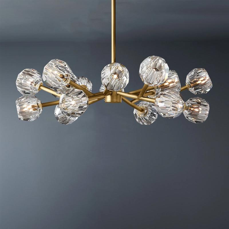 Multi-faceted Cut Clear Crystal Ball Chandelier 18-Light 36"-Cure Lighting