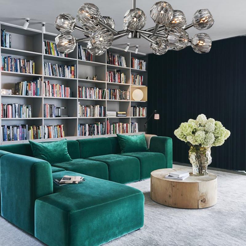 Boule De Multi-faceted Cut Clear Crystal Ball Chandelier 18-Light 36"-konalight