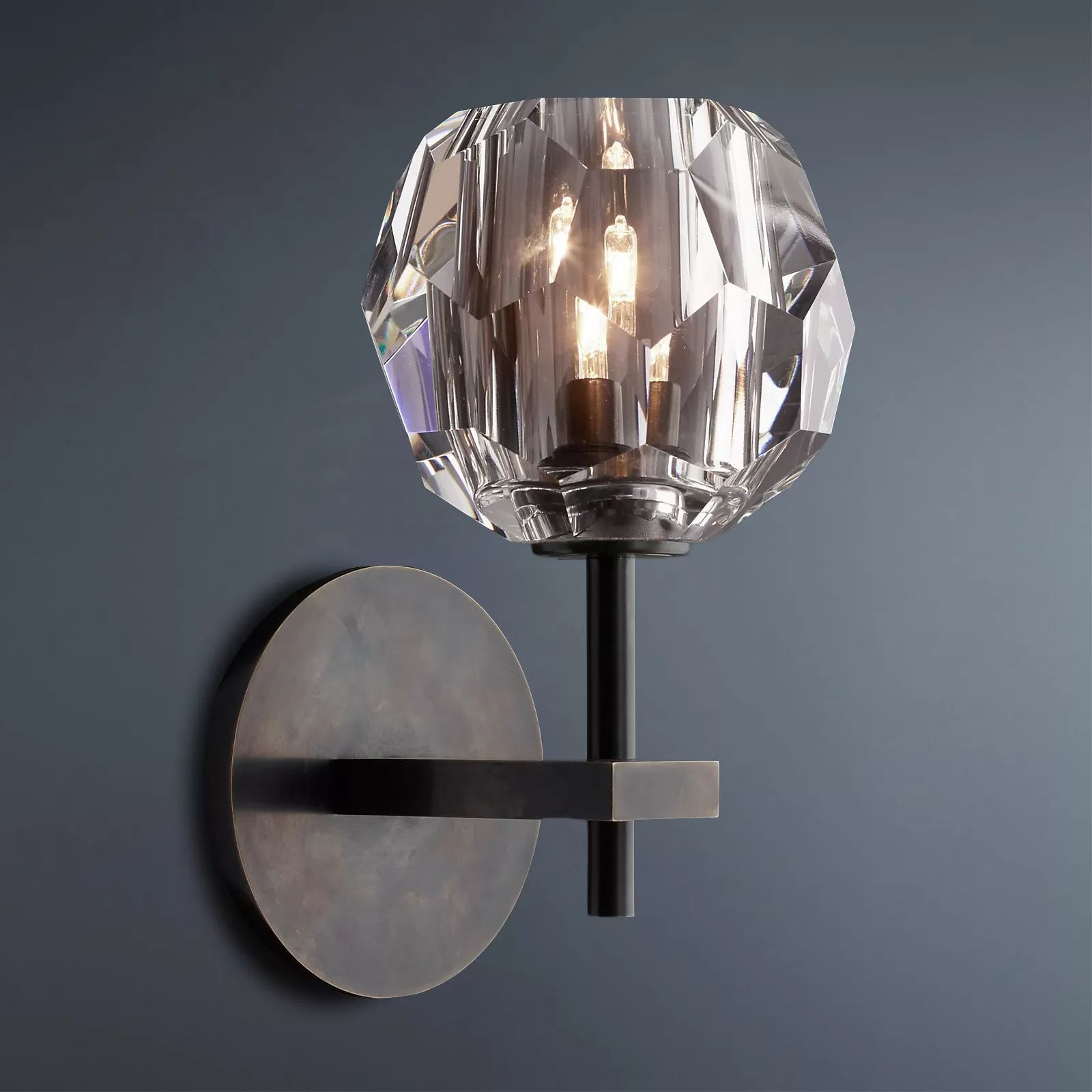 Boule De Crystal Ball Clear/Smoke Glass Wall Sconce-konalight
