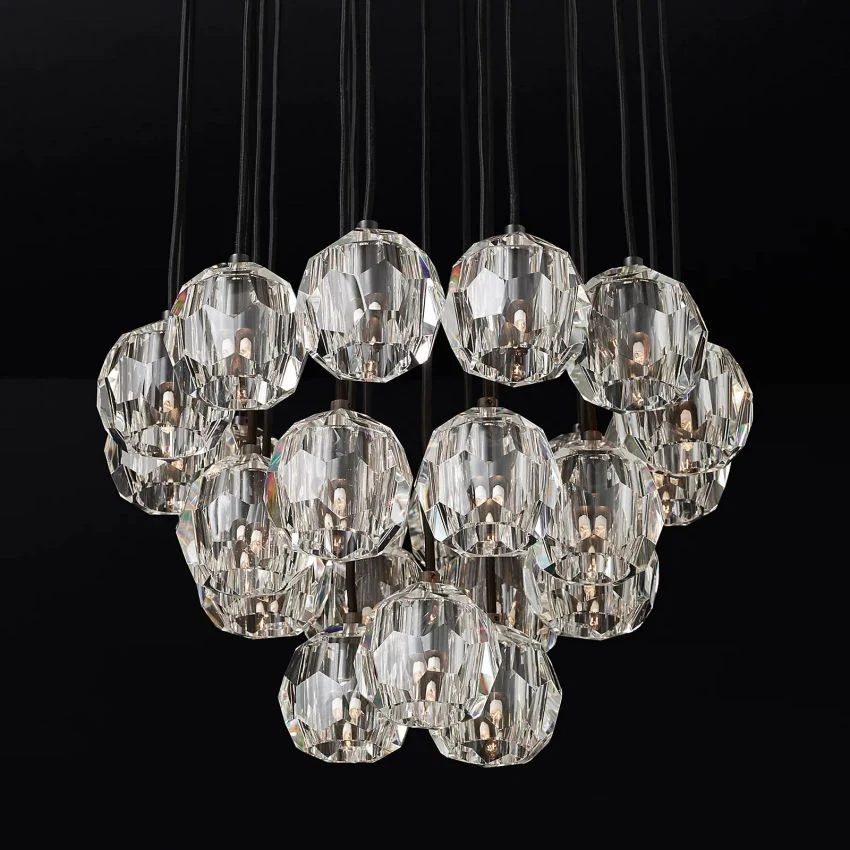 Boule De  Crystal Round Cluster Chandelier D 24"-konalight