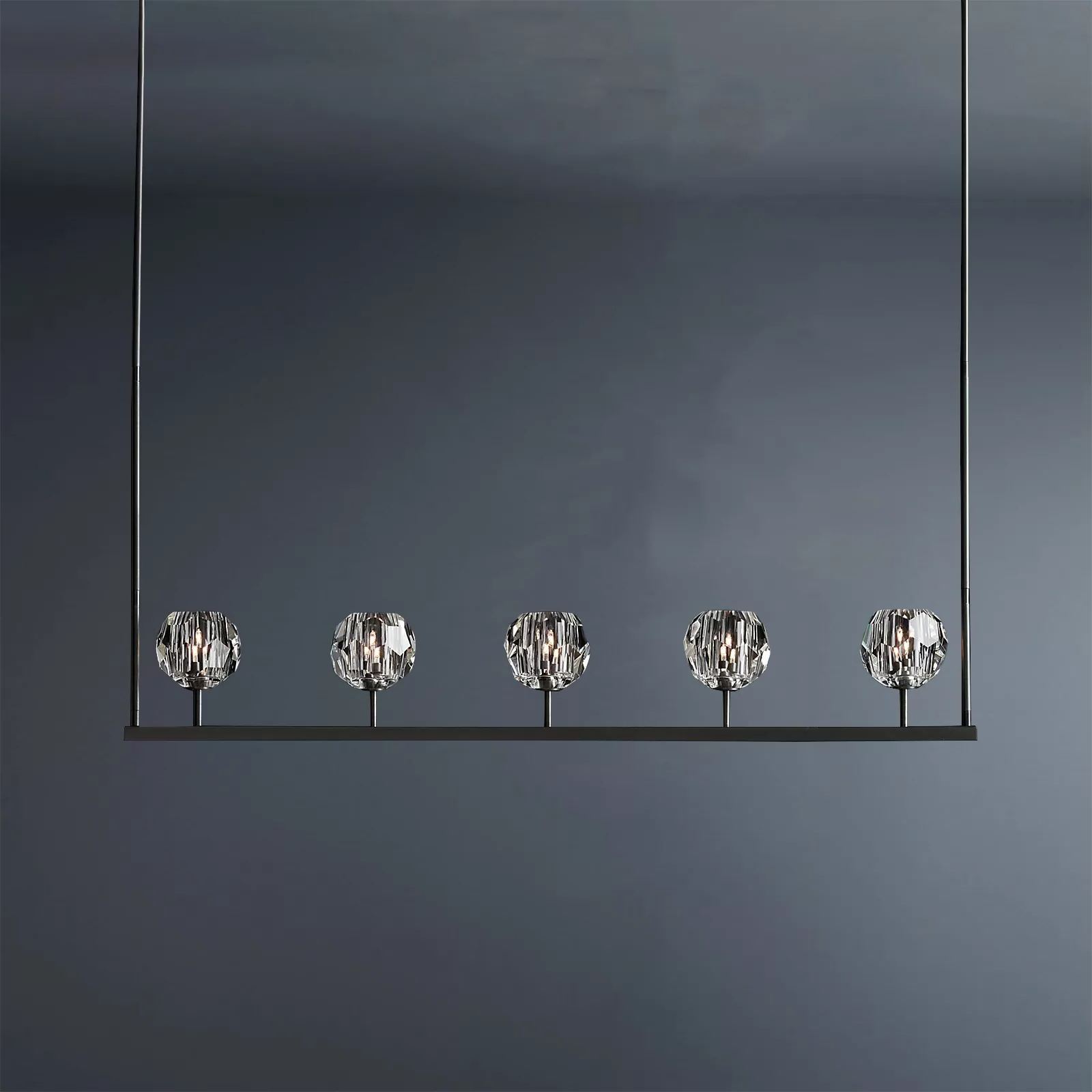 Boule De Crystal Ball Clear/Smoke Glass Linear Chandelier 48"-konalight