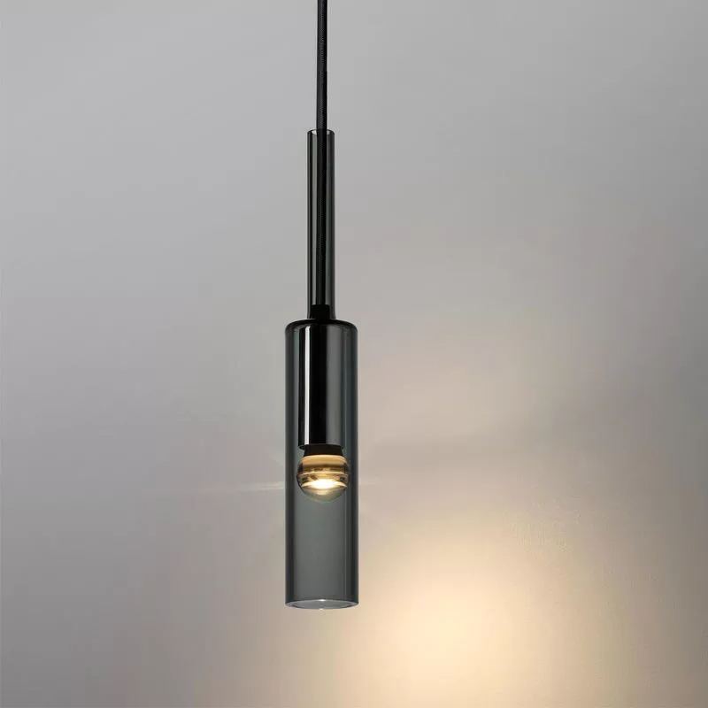 Modern Smoke Gray Cylinder Pendant Lights-konalight