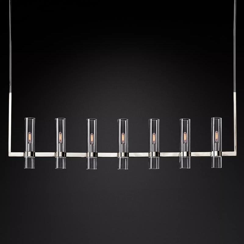 Glass Tube Linear Chandelier 7-Light 59"-konalight