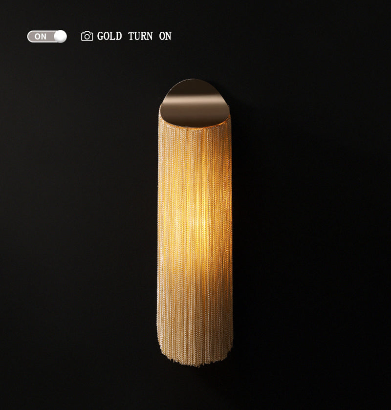 Modern cylindrical Aluminum Chain Tassel Wall Sconce-konalight