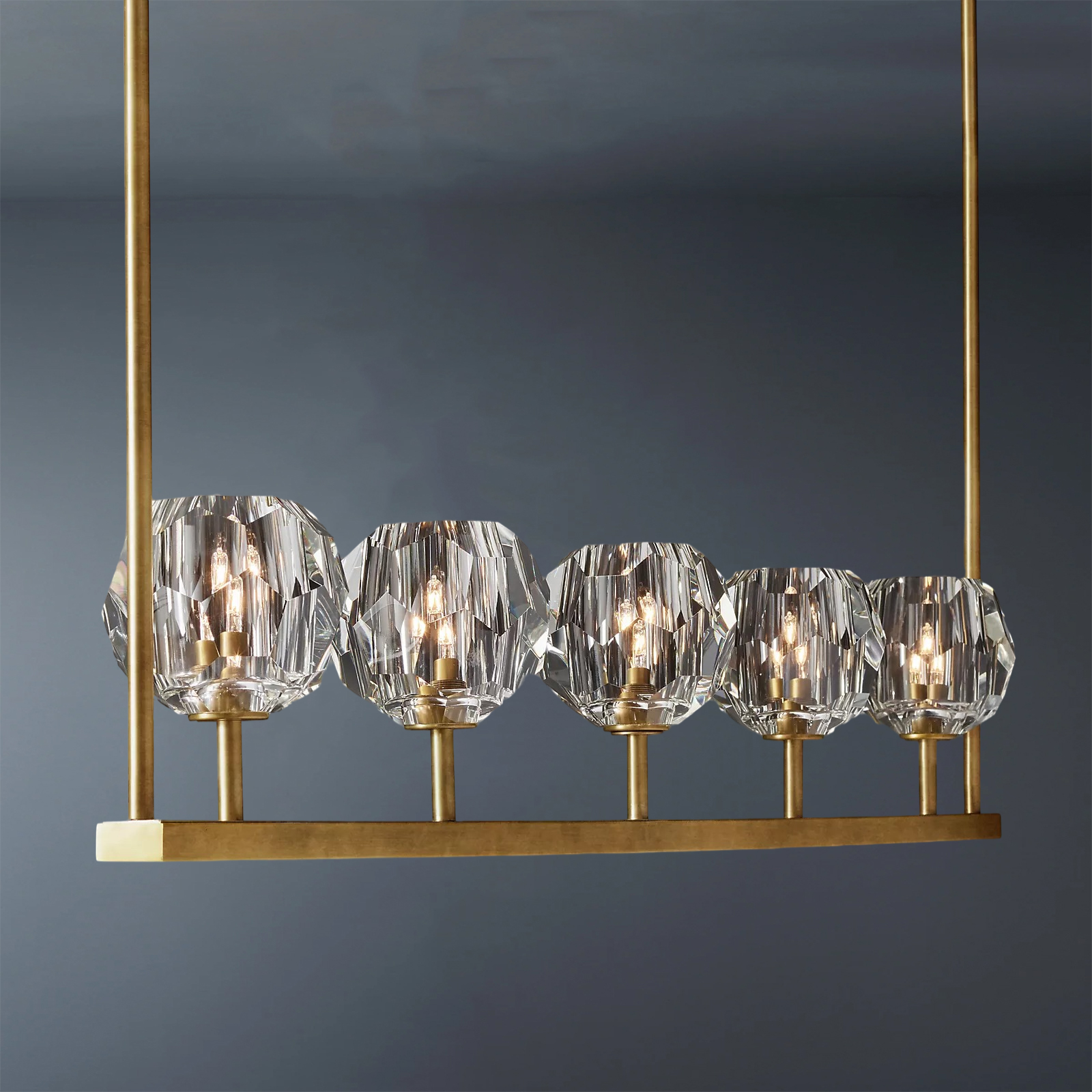 Boule De Crystal Ball Clear/Smoke Glass Linear Chandelier 48"-konalight