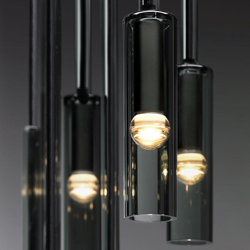 Modern Smoke Gray Cylinder Pendant Lights-konalight