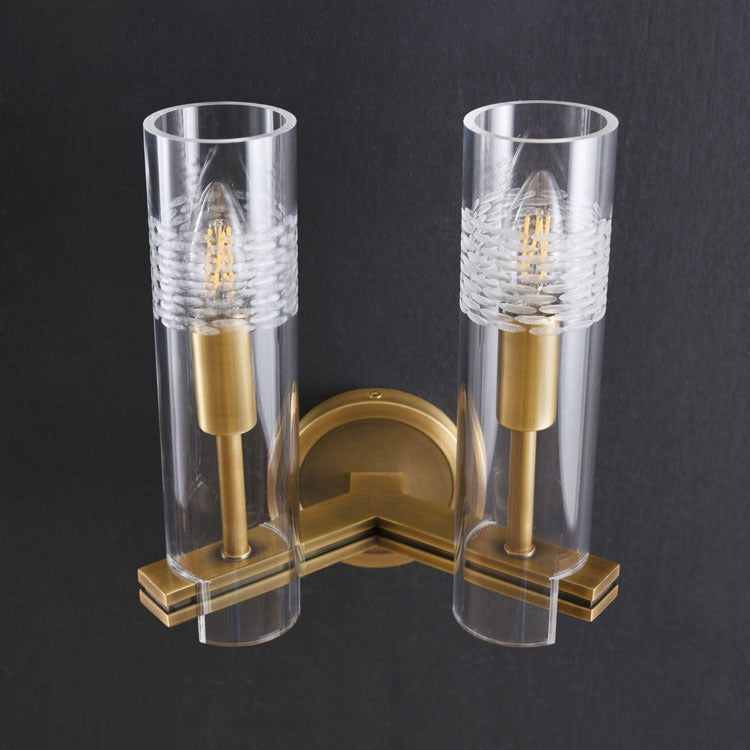 Modern Glass Tube Double Head Wall Sconce-Cure Lighting