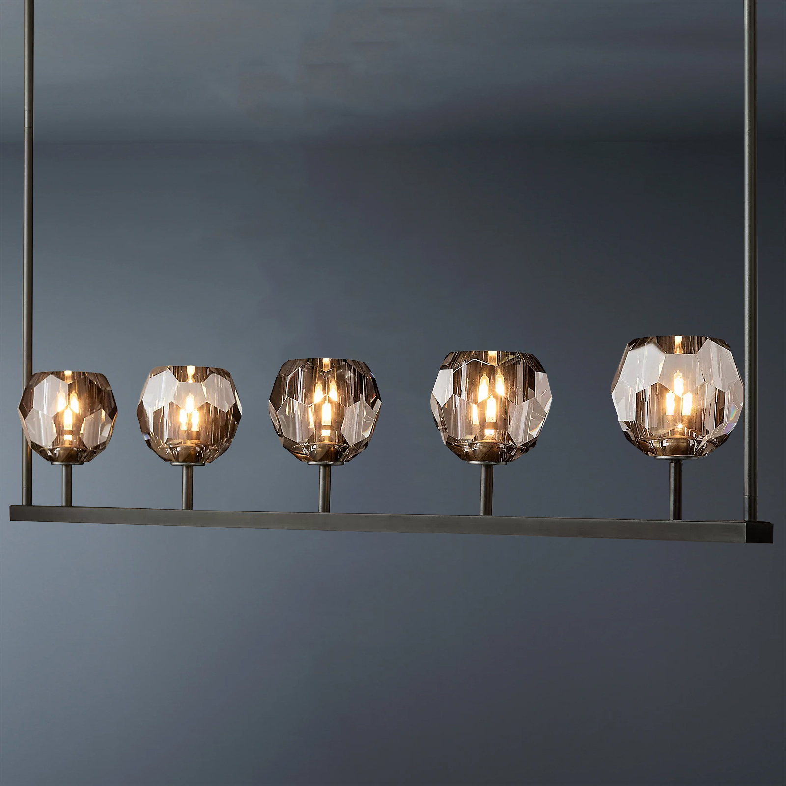 Boule De Crystal Ball Clear/Smoke Glass Linear Chandelier 48"-konalight