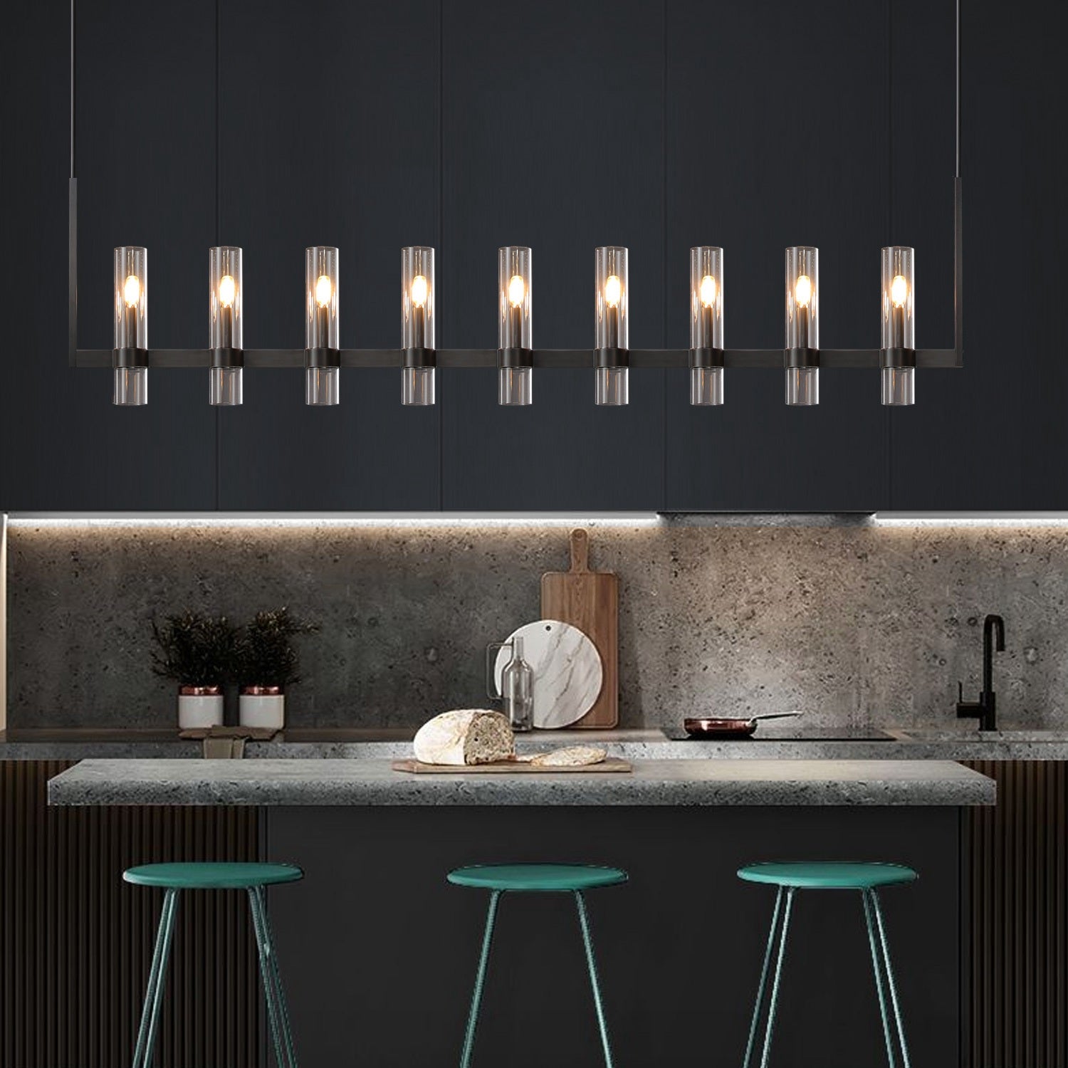 Ravelle Linear Glass Chandelier 71"-konalight