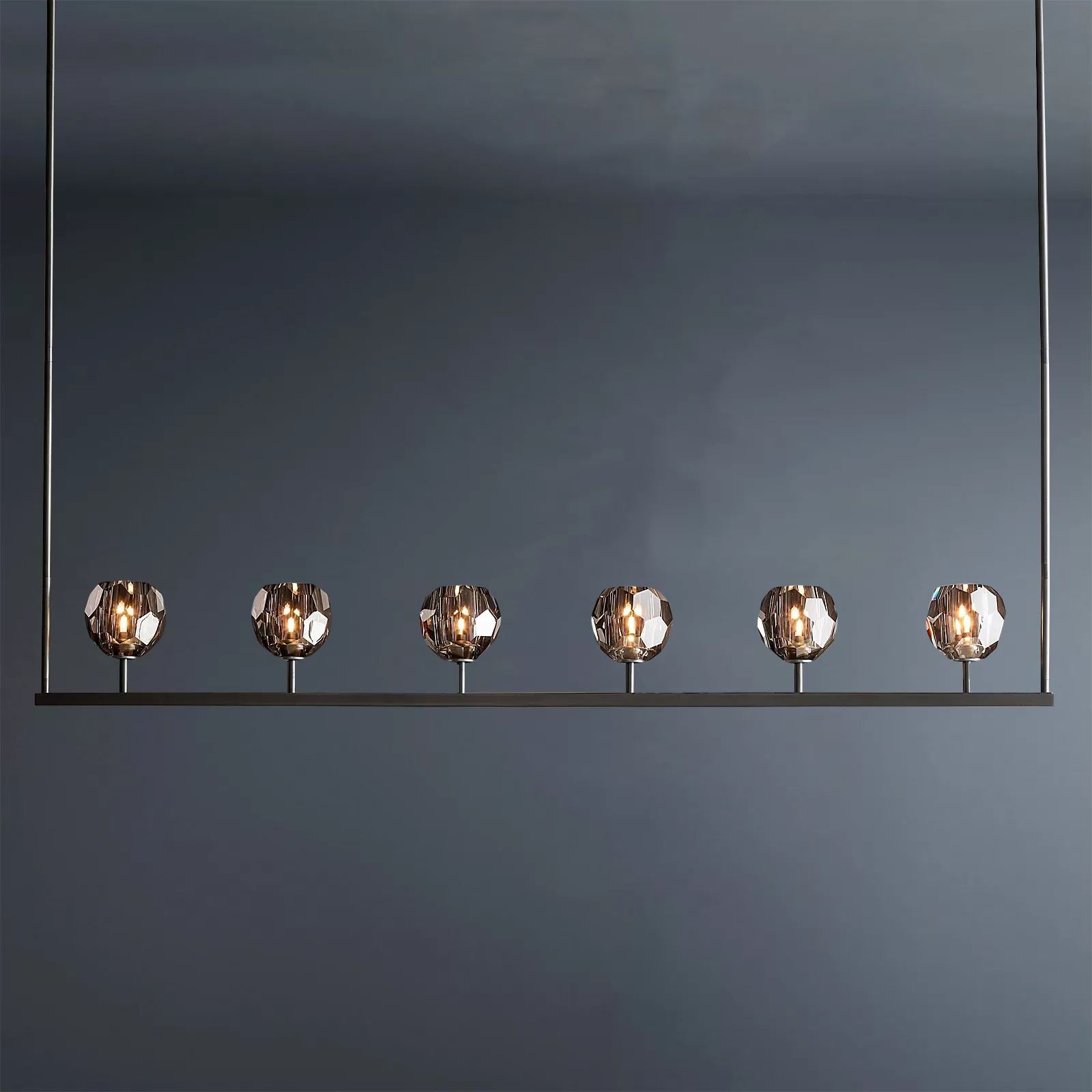 Boule De Crystal Ball Clear/Smoke Glass Linear Chandelier 60"-konalight