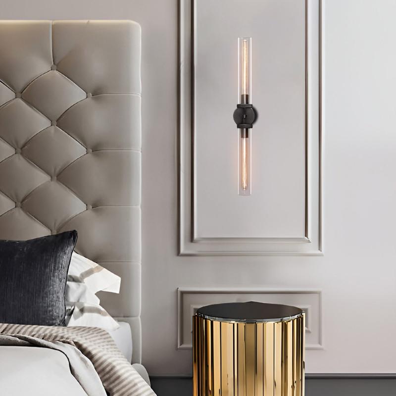 Embossed Tube Double Head Long Tube Wall Sconce-konalight