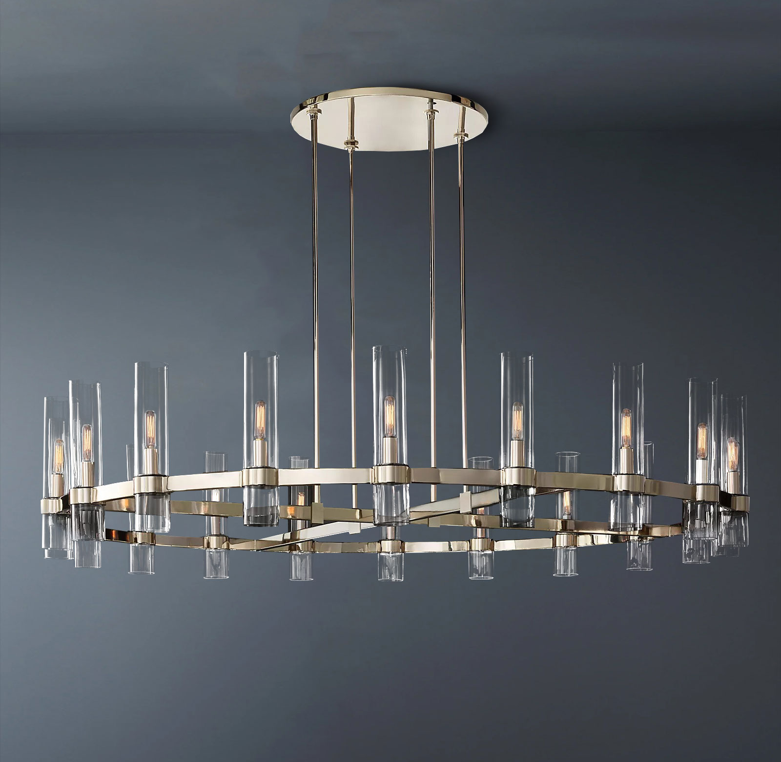 Ravelle Round Minimalist Glass Chandelier 60"-konalight